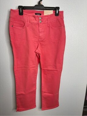 NYDJ Size 8 Cole Capri Hollywood In Pink Punch NWT